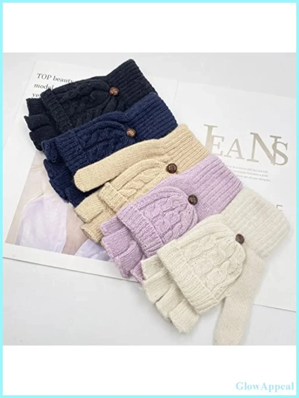 Convertible Fingerless Gloves Mittens Wool Acrylic Warm Winter Unisex